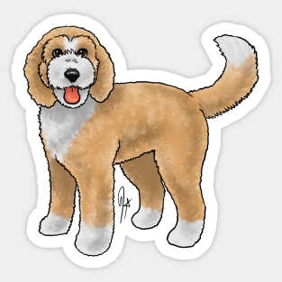 Dog - Bernadoodle - White and Tan Sticker